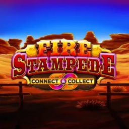 fire stampede in text on a desert background