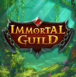 immortal guild slot logo immortal guild written in yellow letters with forest as a background