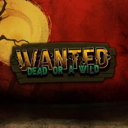 wanted dead or a wild slot logo wanted dead or a wild written in yellow and green letters